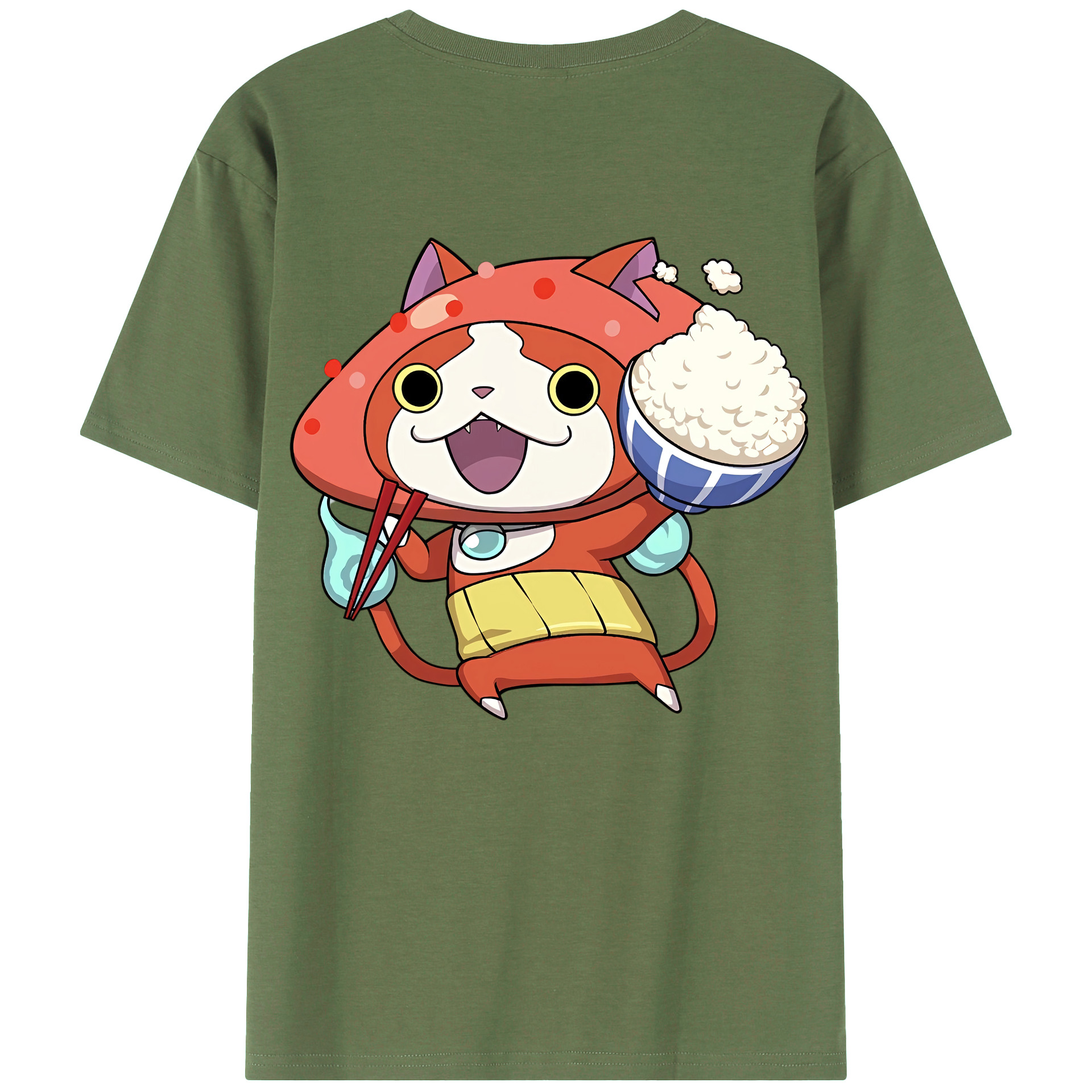 （画像用） 妖怪ウォッチ Yo-kai Watch 綿100％ メンズ半袖Tシャツ（バックプリント） 通気性